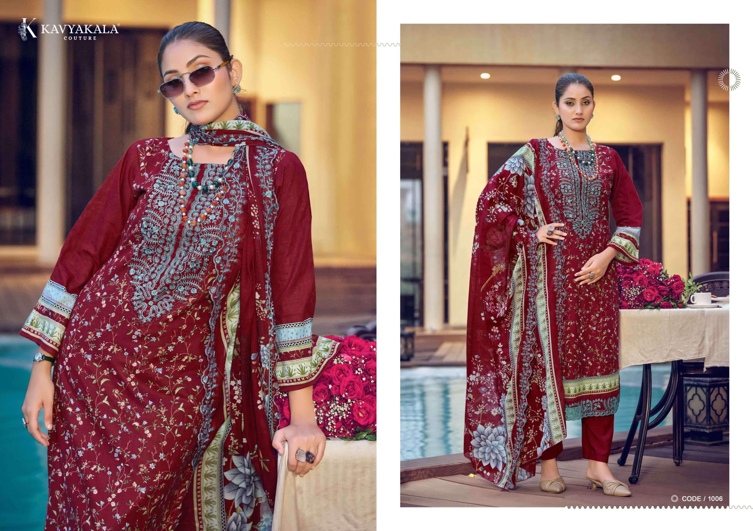 KAVYA‎‎ KALA MAHNOOR COTTON‎‎ CATALOG NECK & LACE PATCH SALWAR SUIT UNSTITCH EXPORT